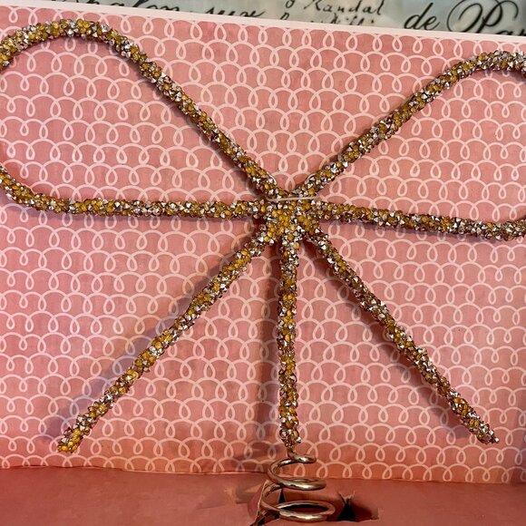 NEW Christmas Cupcakes & Cashmere Gold Rhinestone Bow Tree Topper - Picture 2 of 2